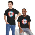 'Living at 33rpm' Men's Vinyl T-Shirt, size reference