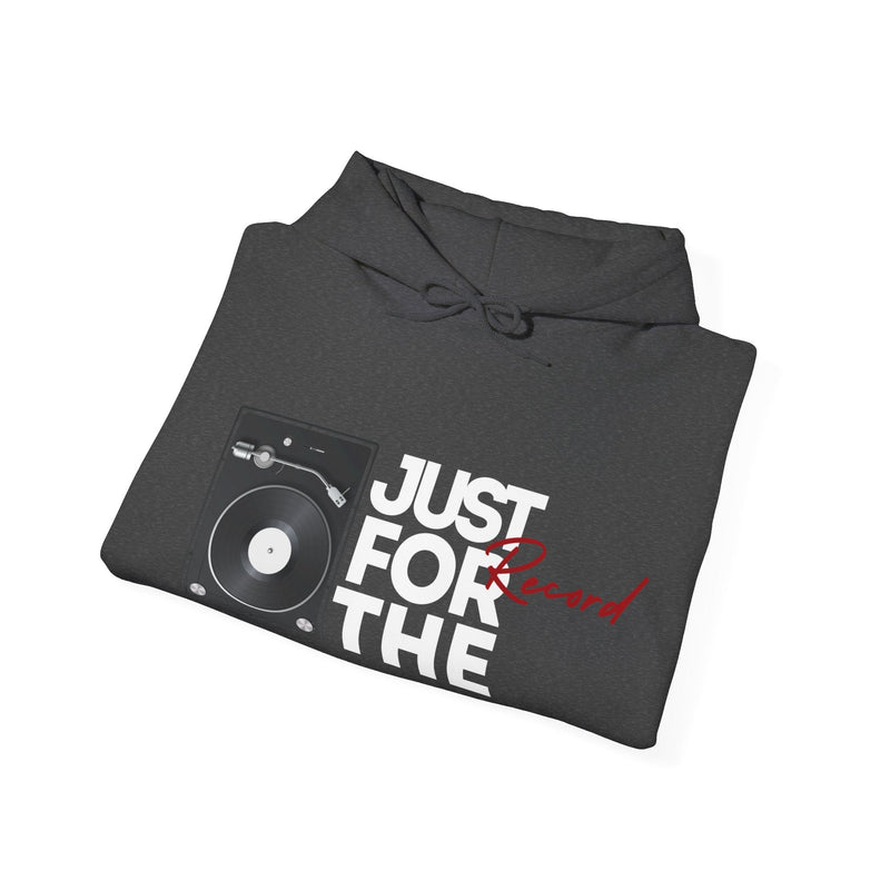'Just for the Record' Men's Hoodie, close-up detail