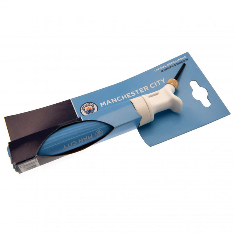 Manchester City FC Dual Action Football Pump, side angle