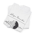 'Life Sounds Better on Vinyl' Men's T-Shirt, size reference