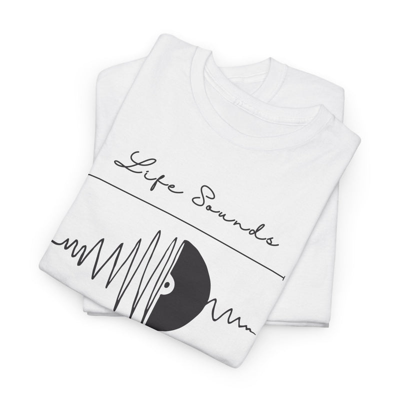 'Life Sounds Better on Vinyl' Men's T-Shirt, size reference