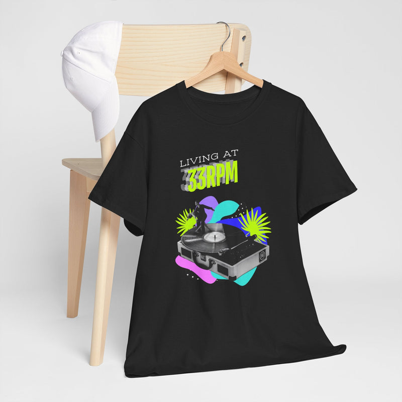 'Living at 33rpm' Flouro Men's T-Shirt, product detail