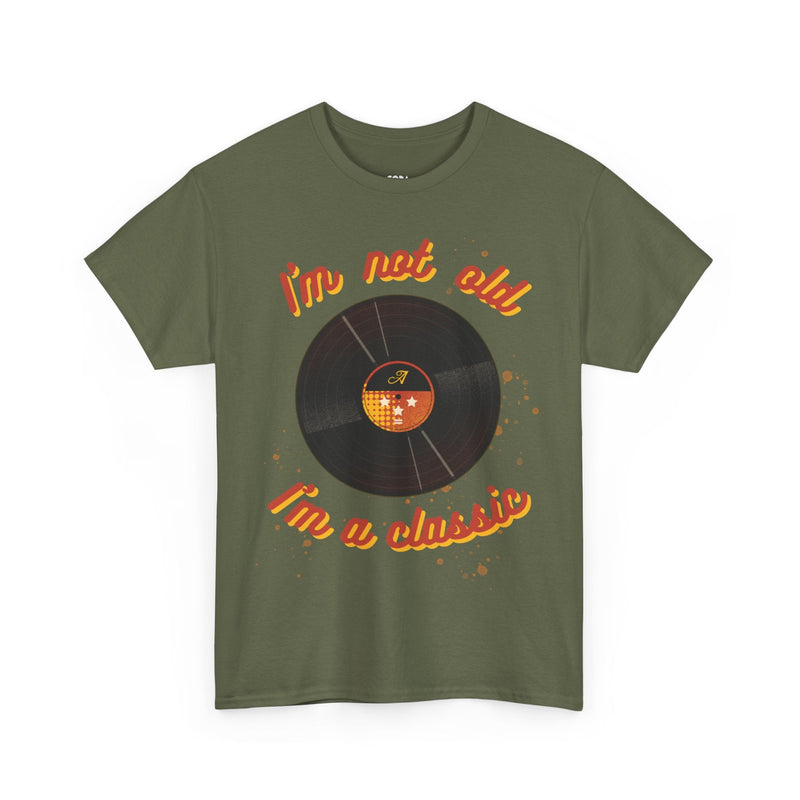 'I'm Not Old, I'm a Classic' Men's Vinyl Record T-Shirt, size reference