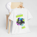 'It's Not Hoarding If It's Vinyl' Flouro Men's T-Shirt, side angle