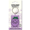 Little Miss Naughty Metal Keyring, side angle