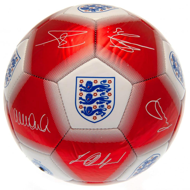 England FA Red & White Signature Football, side angle
