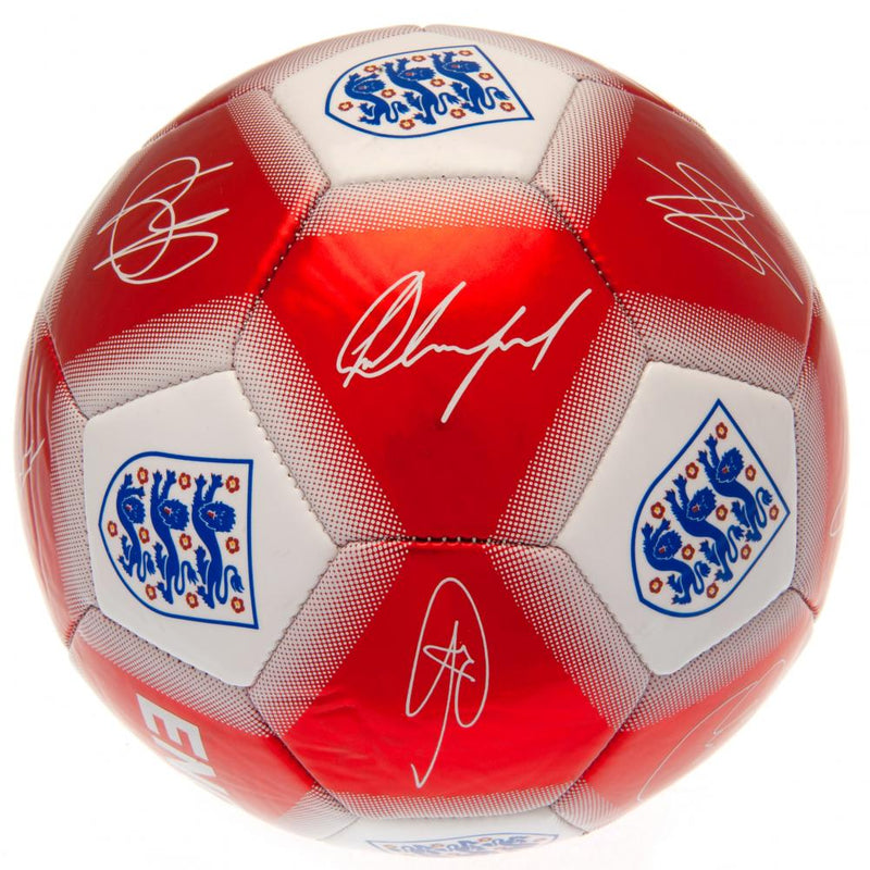 England FA Red & White Signature Football, close-up detail