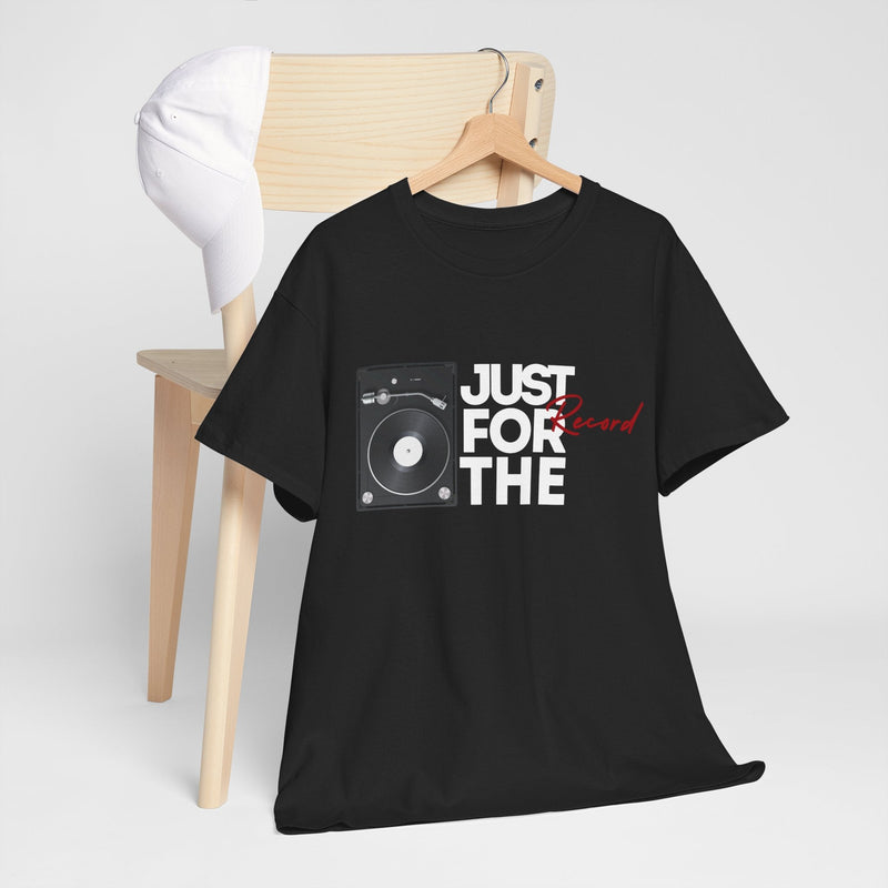 'Just for the Record' Men's Vinyl T-Shirt, close-up detail