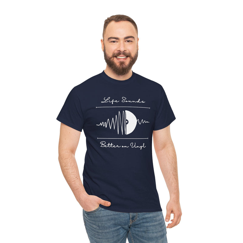 'Life Sounds Better on Vinyl' Men's T-Shirt, side angle