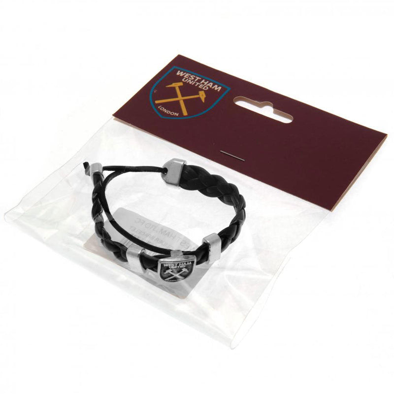 West Ham United FC PU Slider Bracelet, side angle