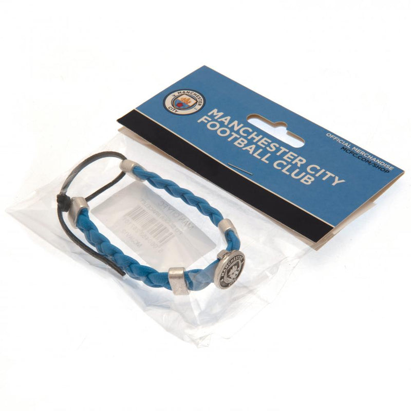 Manchester City FC PU Slider Bracelet, close-up detail