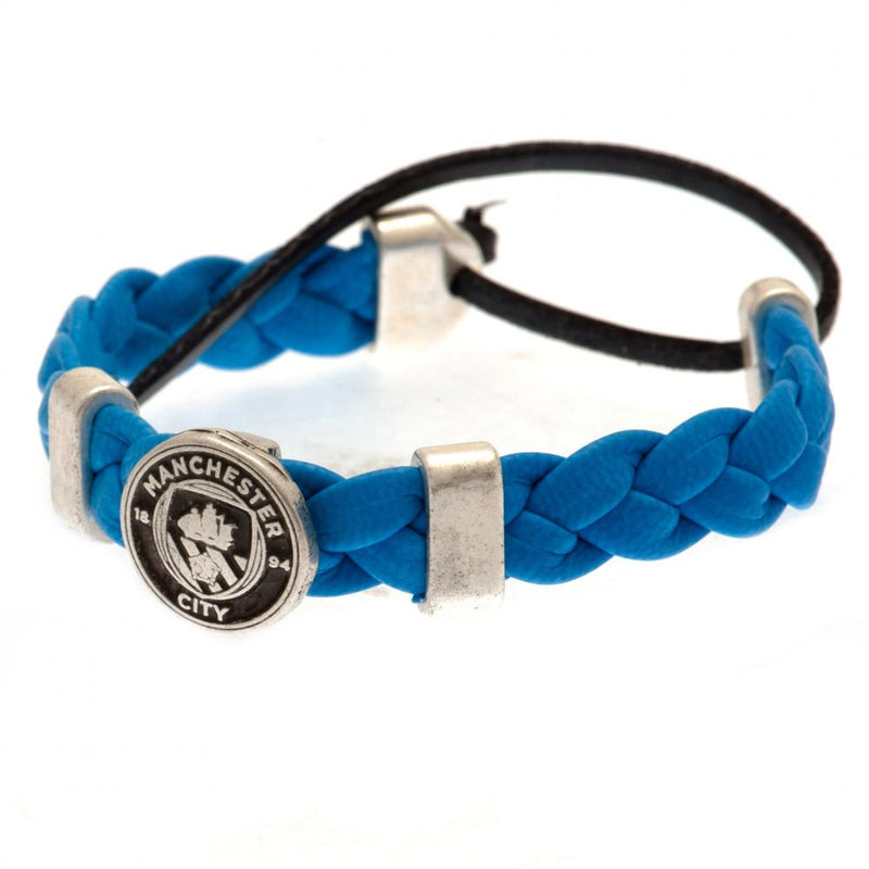 Manchester City FC PU Slider Bracelet, side angle
