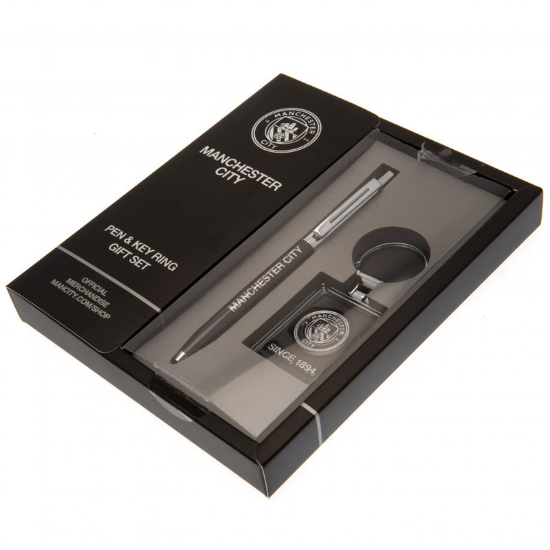 Manchester City FC Pen & Keyring Set, close-up detail