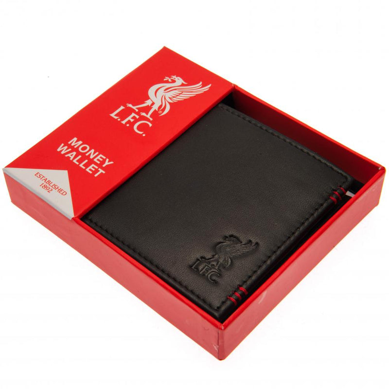 Liverpool FC Leather Stitched Wallet, close-up detail