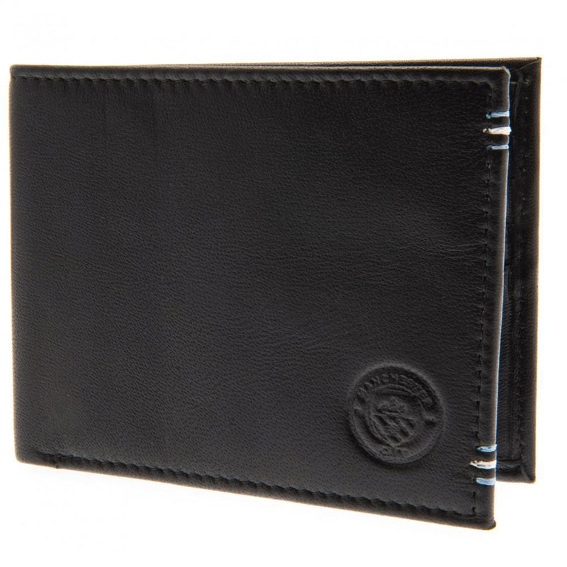 Manchester City FC Leather Stitched Wallet, side angle