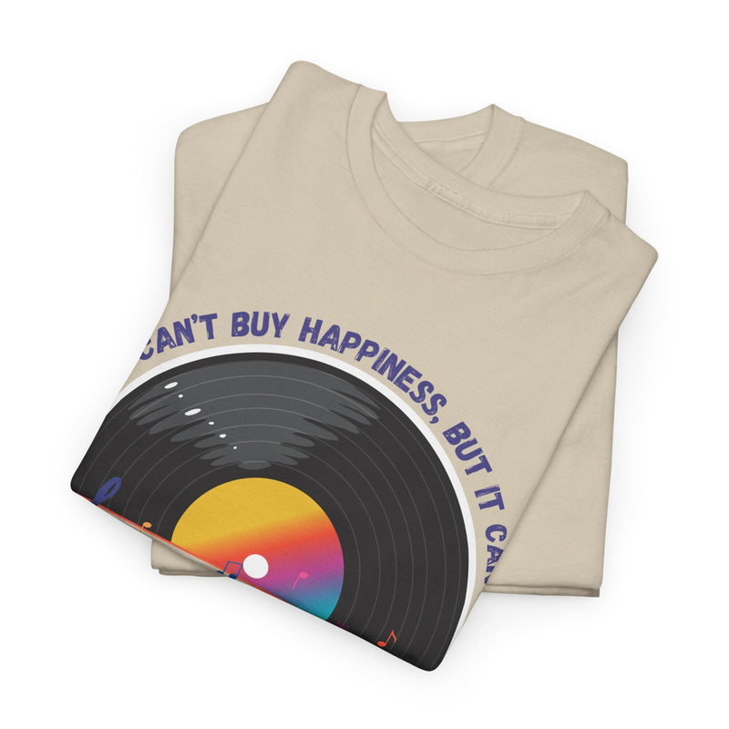 'Money Can't Buy Happiness, But It Can Buy Vinyl' Men's T-Shirt, in display