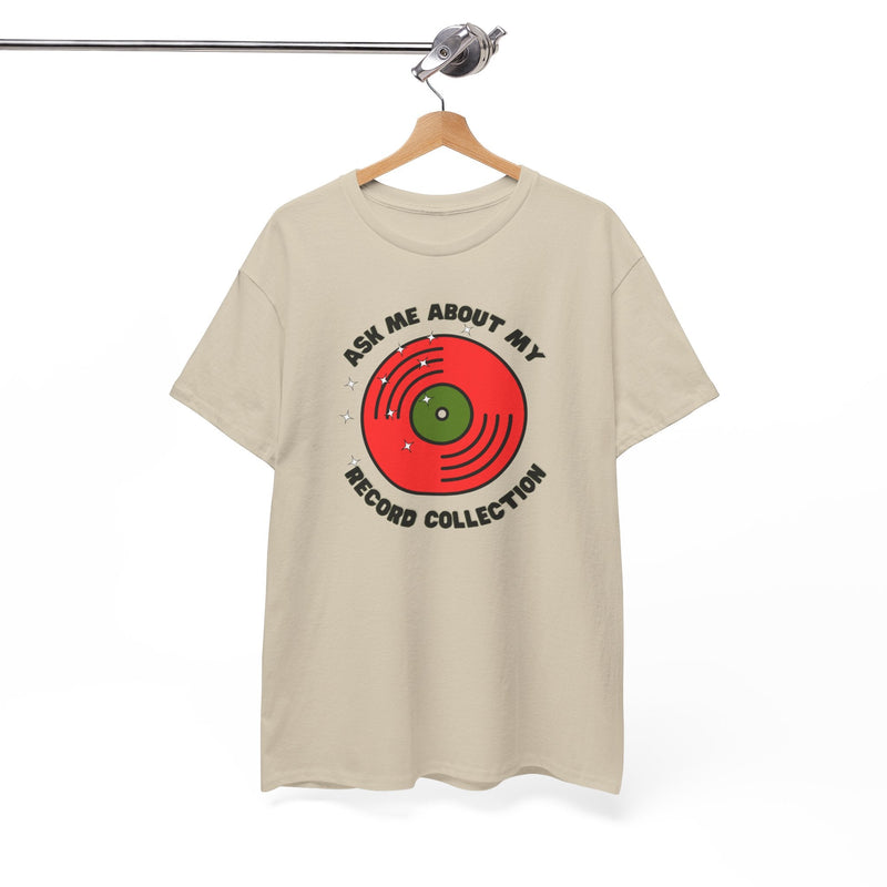 'Ask Me About My Record Collection' Men's T-Shirt, showing reverse