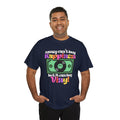 'Money can't buy happiness' Men's Vinyl T-Shirt, side angle