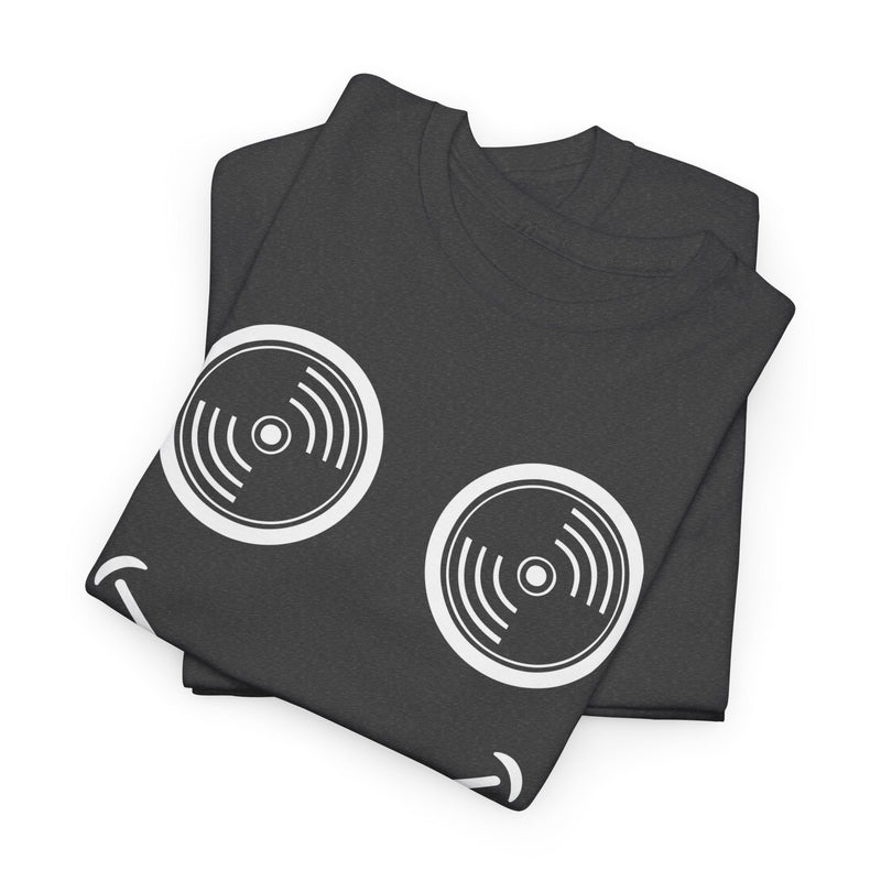 Vinyl Makes Me Happy Men's T-Shirt, showing reverse