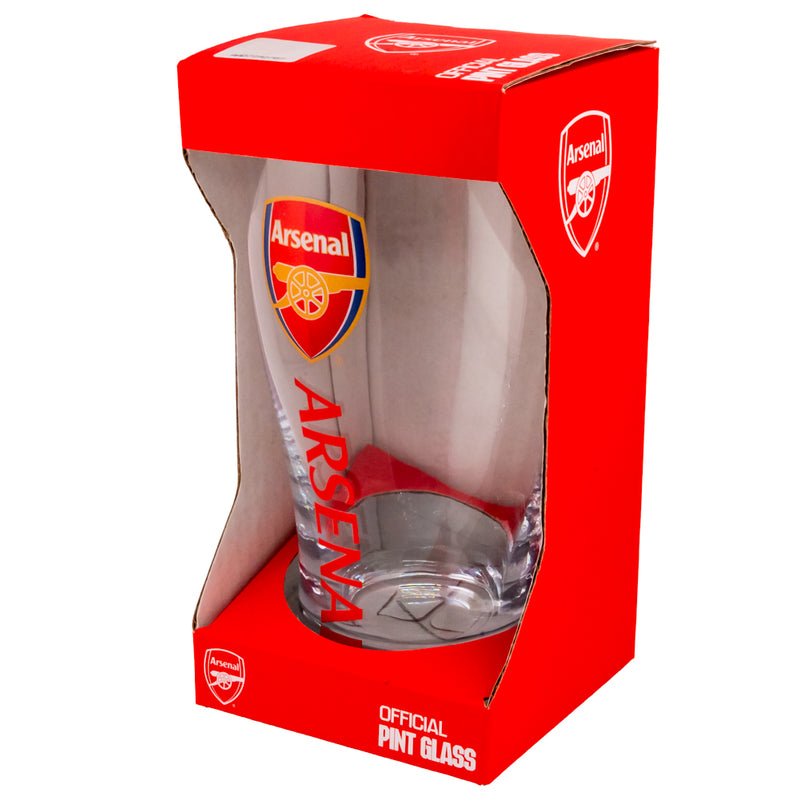 Arsenal FC Tulip Pint Glass, side angle