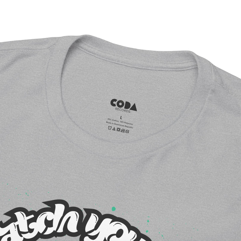 'Catch You On The Flip Side' Men's Vinyl T-Shirt, side angle