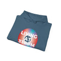 'Living at 33rpm' Men's Hoodie, close-up detail