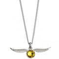 Harry Potter Sterling Silver Golden Snitch Crystal Necklace, side angle