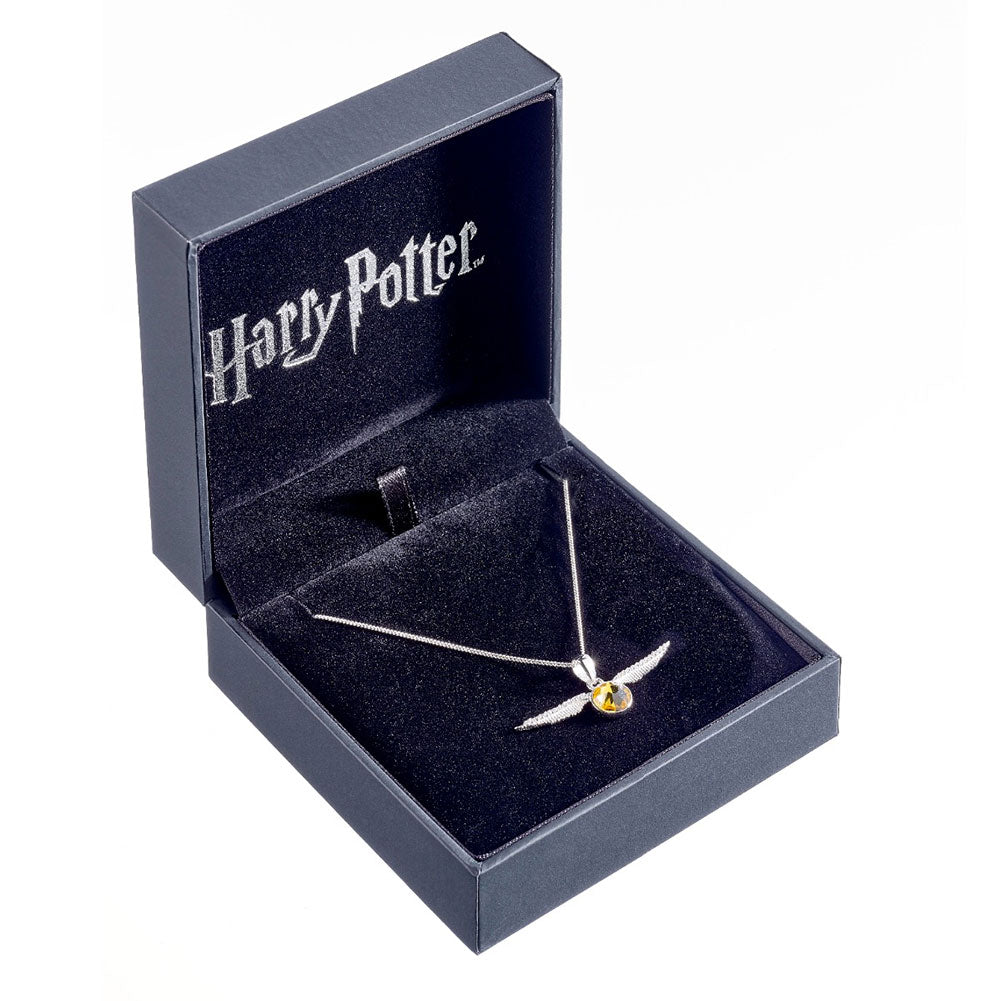 Harry Potter Sterling Silver Crystal Necklace Golden Snitch