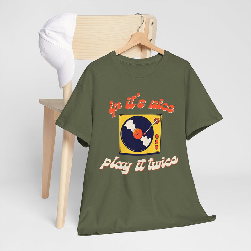 'If It’s Nice, Play It Twice' Vinyl T-Shirt, product detail