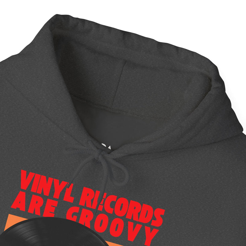 'Vinyl Records Are Groovy' Men's Hoodie, alternate view