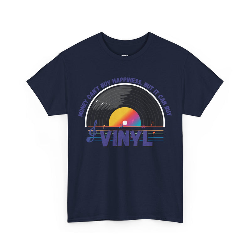'Money Can't Buy Happiness, But It Can Buy Vinyl' Men's T-Shirt, in display