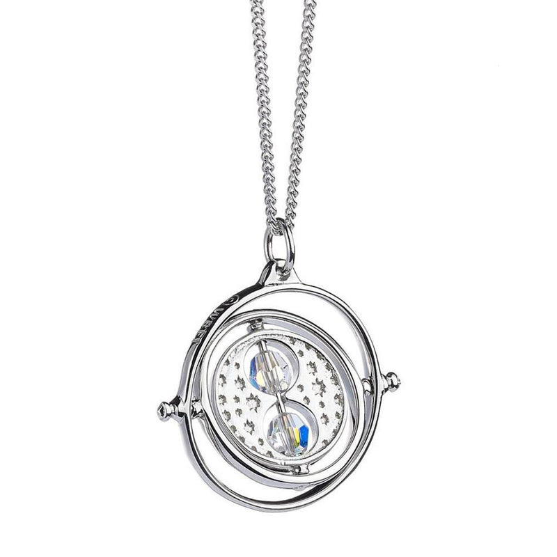 Harry Potter Sterling Silver Time Turner Crystal Necklace, side angle