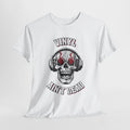 'Vinyl Ain't Dead' Skull Men's T-Shirt, showing reverse