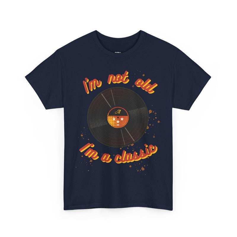 'I'm Not Old, I'm a Classic' Men's Vinyl Record T-Shirt, side angle