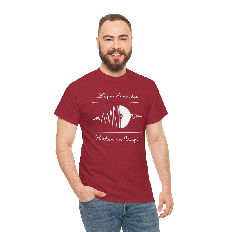 'Life Sounds Better on Vinyl' Men's T-Shirt, rear view