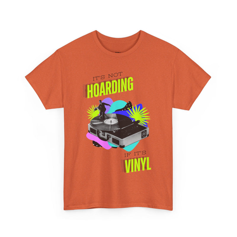 'It's Not Hoarding If It's Vinyl' Flouro Men's T-Shirt, showing reverse
