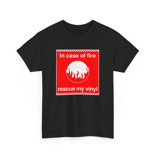 'In Case of Fire, Save My Vinyl' T-Shirt collectible from Coda Records