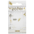 Harry Potter Silver Plated Lightning Bolt & Glasses Stud Earrings, alternate view