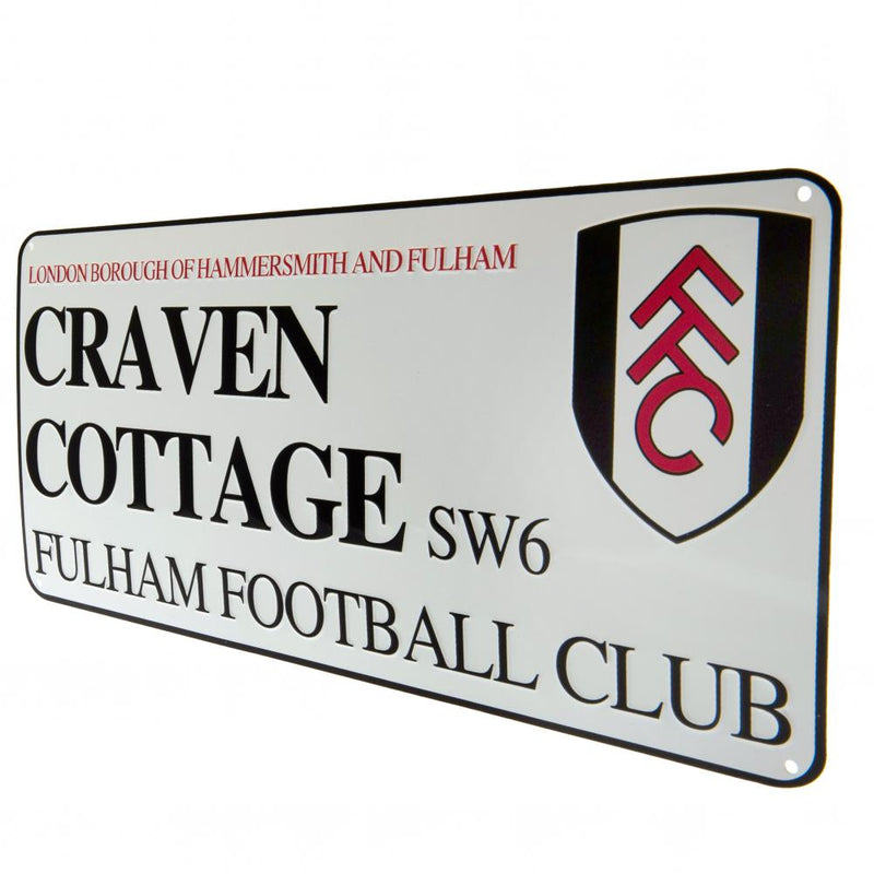 Fulham FC White Street Sign, side angle