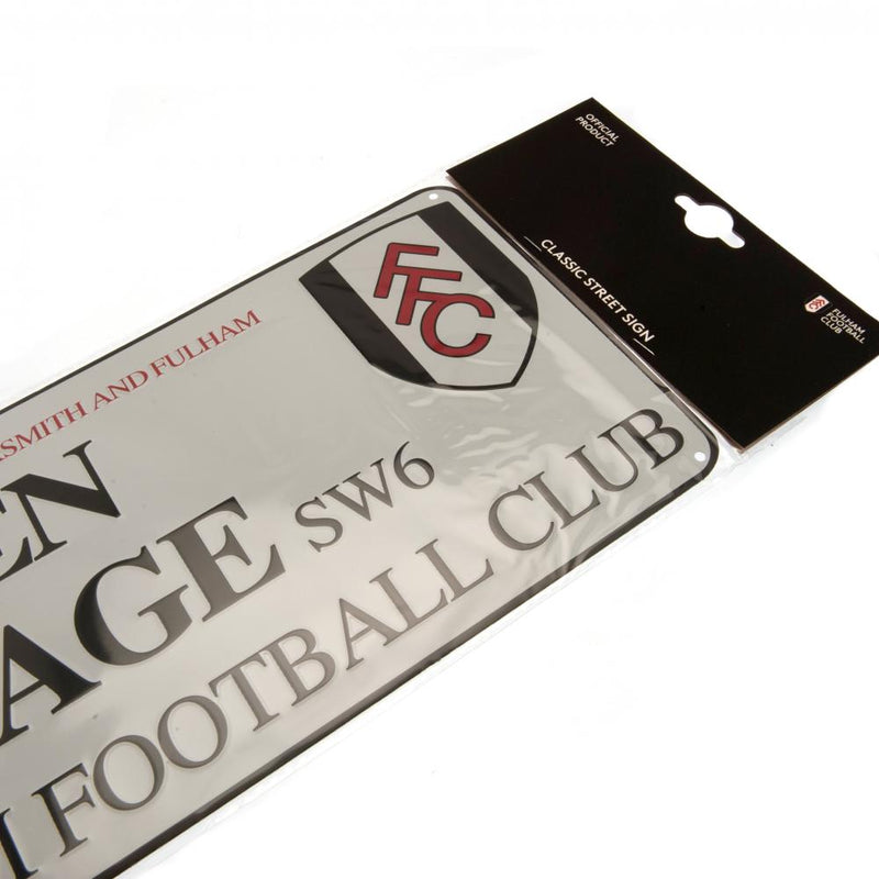 Fulham FC White Street Sign, close-up detail