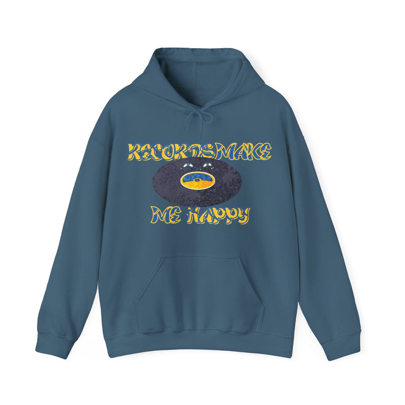 'Records Make Me Happy' Men's Hoodie, size reference