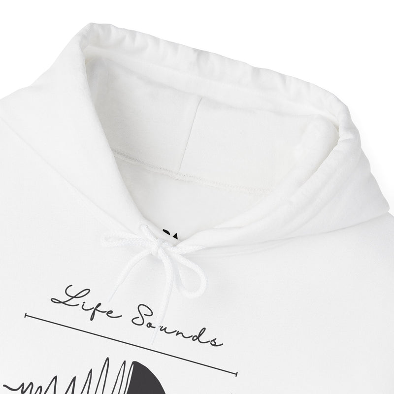 'Life Sounds Better on Vinyl' Men's Hoodie, showing reverse