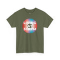 'Living at 33rpm' Men's Vinyl T-Shirt, in display