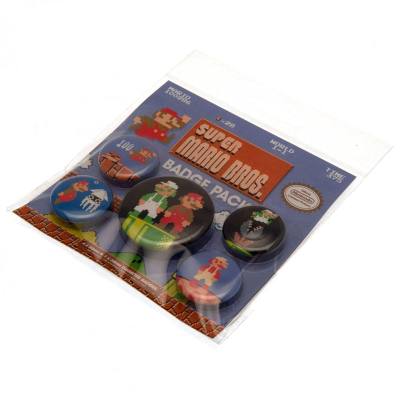 Super Mario Retro Button Badge Set, side angle