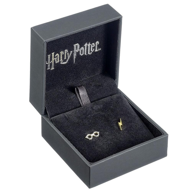 Harry Potter Sterling Silver Lightning Bolt & Glasses Stud Earrings, alternate view