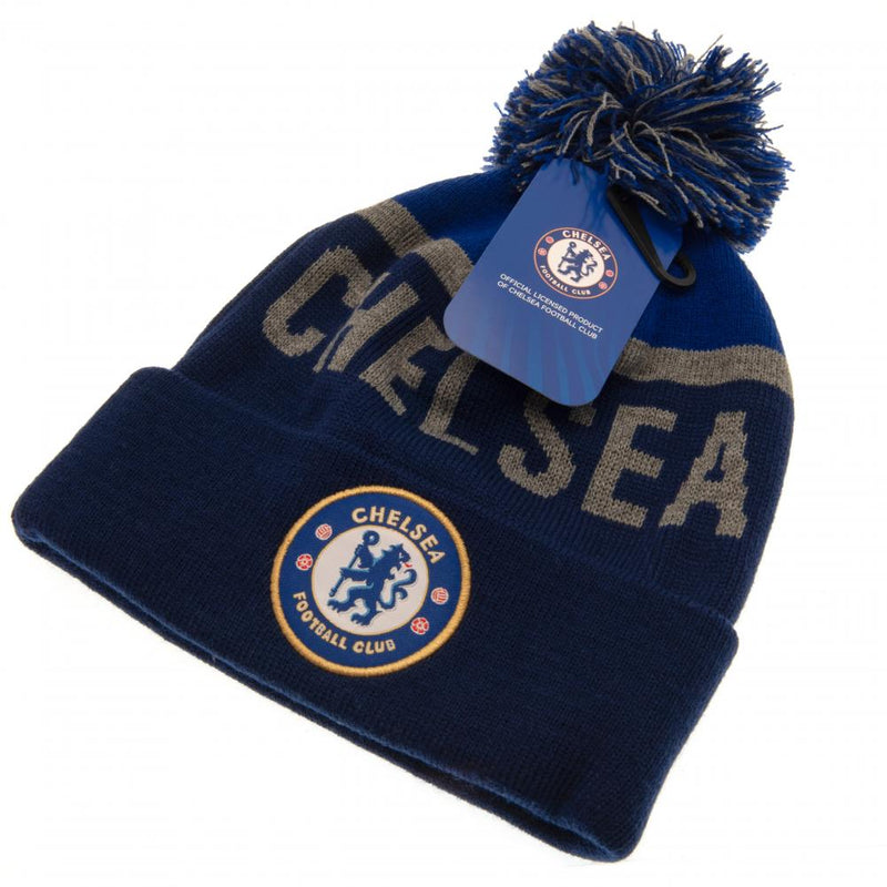 Chelsea FC Navy Text Ski Hat, side angle