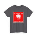 'In Case of Fire, Save My Vinyl' T-Shirt, rear view