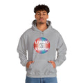 'Living at 33rpm' Men's Hoodie, close-up detail