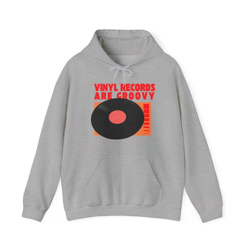 'Vinyl Records Are Groovy' Men's Hoodie, rear view