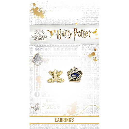 Harry Potter Gold Plated Chocolate Frog Stud Earrings, alternate view
